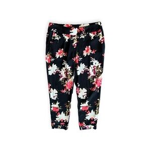 Ann Taylor LOFT pants floral black pink sz 6 small